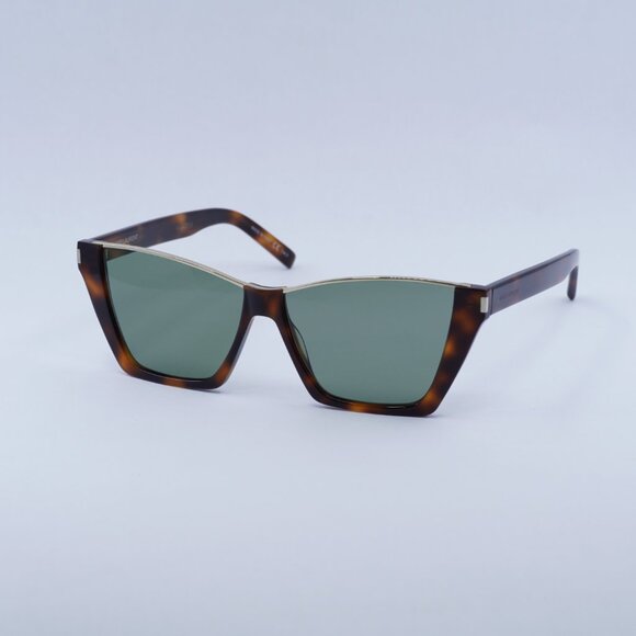 Saint Laurent SL369 KATE 002 Sunglasses Havana Cat Eye Frame, Green Lenses - Picture 8 of 11